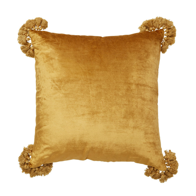 Roselli Fringed Velvet Throw Pillow Wayfair Canada
